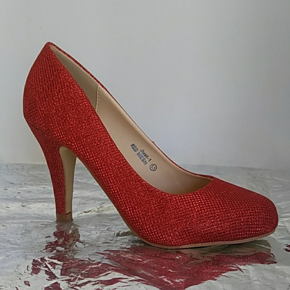 Just In New Red Mesh Closed Toe Dressy Shoes